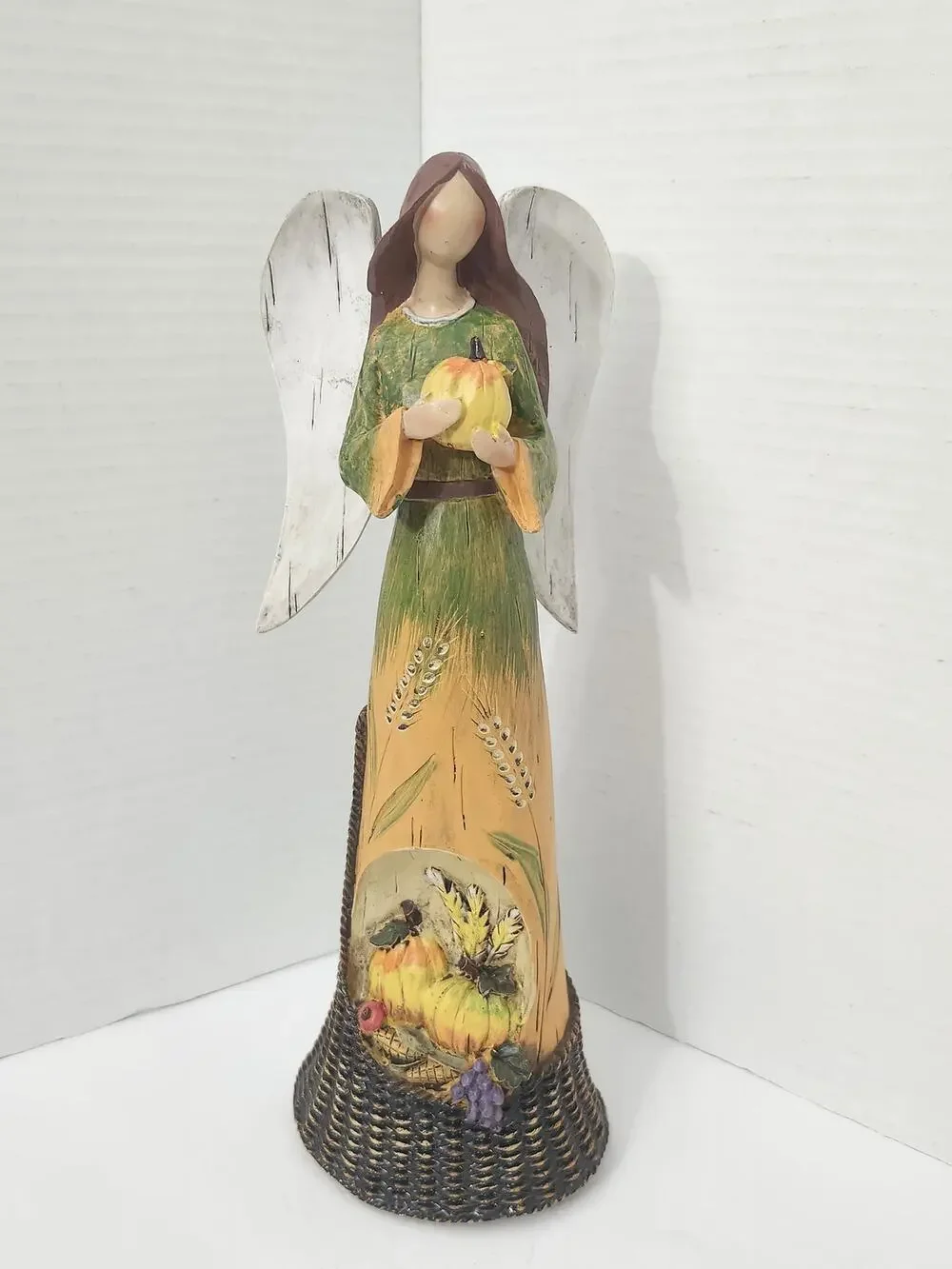 Valerie Parr Hill Harvest Angel Figurine Pumpkin Wheat Statue